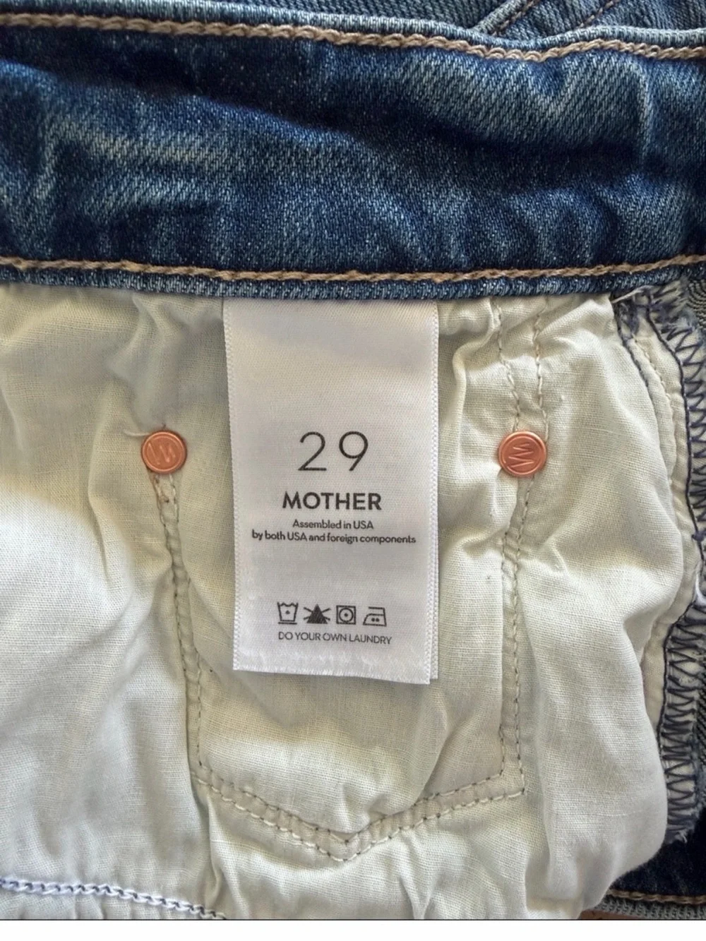 MOTHER SUPERIOR The Skipper Short N’ Long Chew Denim Jean Shorts Size 29 Blue